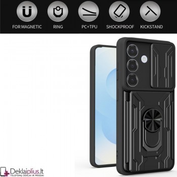 6in1 smūgiams atsparus dėklas su kortelių dėklu - juodas (Samsung Galaxy S26 Plus) 6in1 smūgiams atsparus dėklas su kortelių dėklu - juodas (Samsung Galaxy S26 Plus)